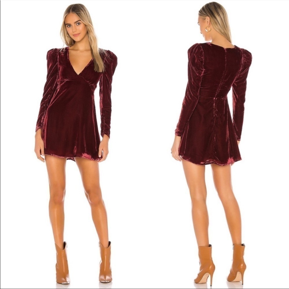 TULAROSA Sawyer Velvet Dress Red Wine NWT
